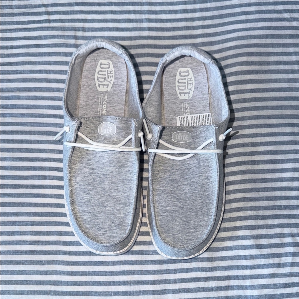 NEW Hey Dude Light Gray Slip-On Shoes